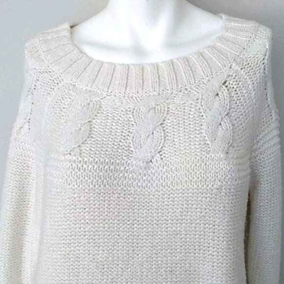 Aries Cream Color Cable knit Crew Neck Sweater. Sz Medium - Picture 4 of 7